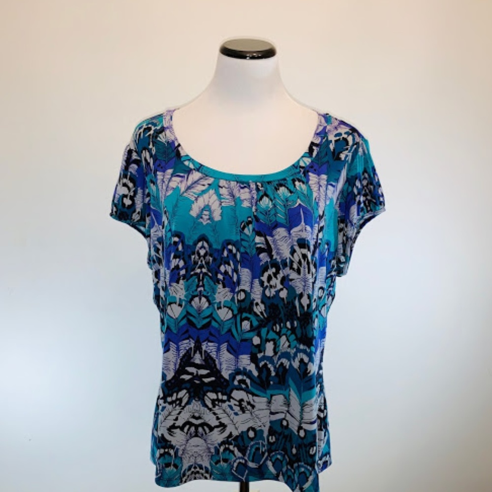 {Worthington} Peacock Pattern Top Sz 1X